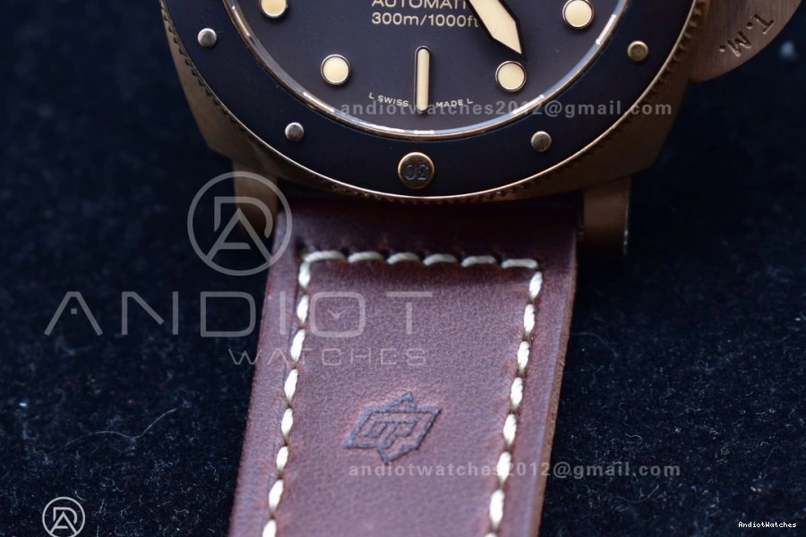 on Calfskin Edition Clone Brown PAM968 SunProtective Best Strap 1:1 Bronzo Brown VSF Dial Bezel and Ceramic 995 P.9010 V 0219